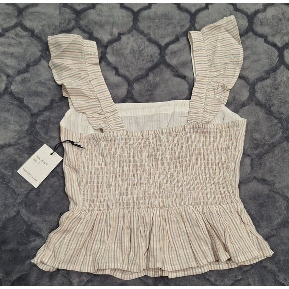 NWT Japna Striped Ruffled Sleeveless Top/Sz. S - Picture 3 of 7